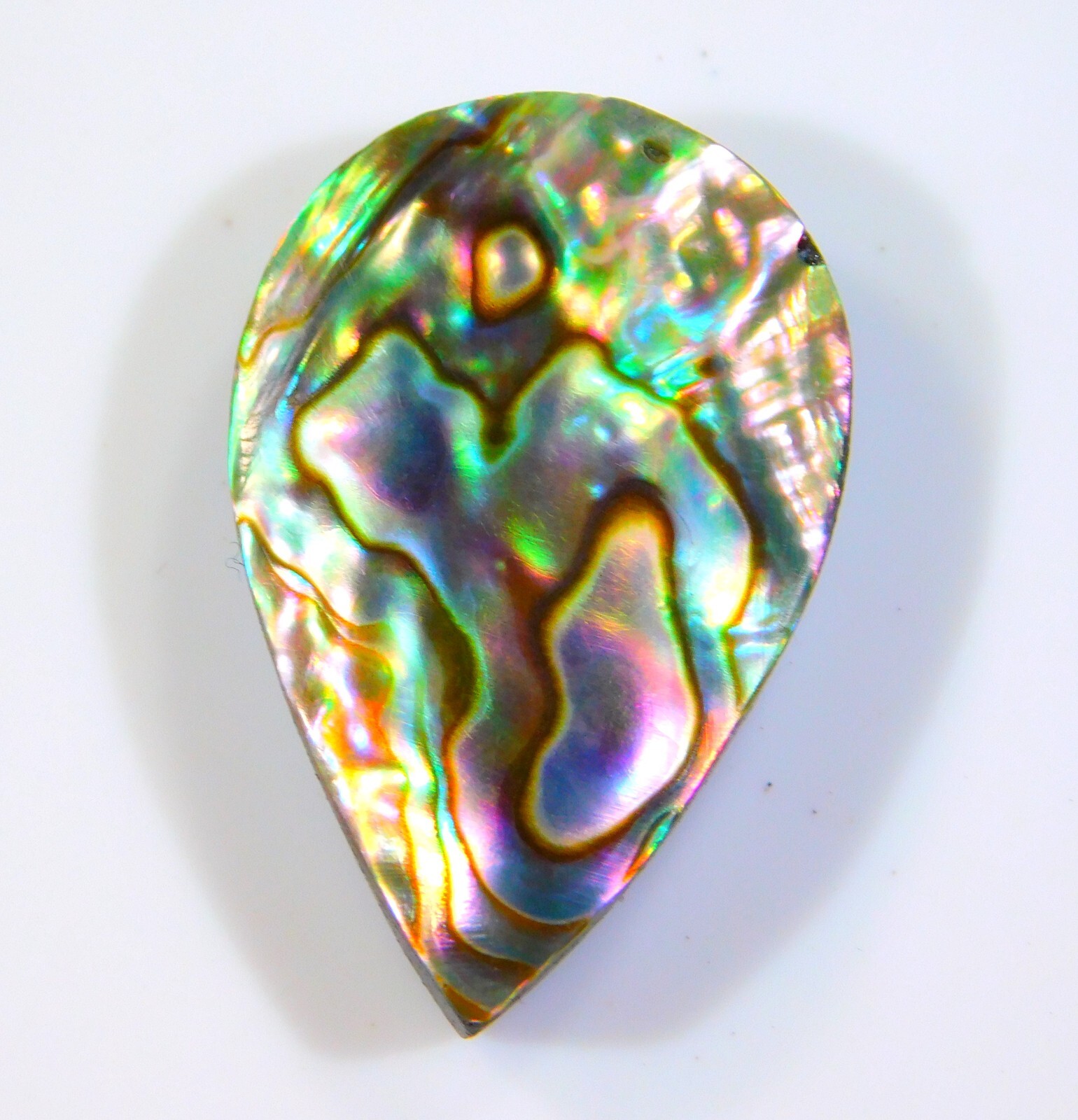 21 CT SUPERB NATURAL RAINBOW FIRE ABALONE SHELL PEAR CABOCHON GEMSTONE CI=140