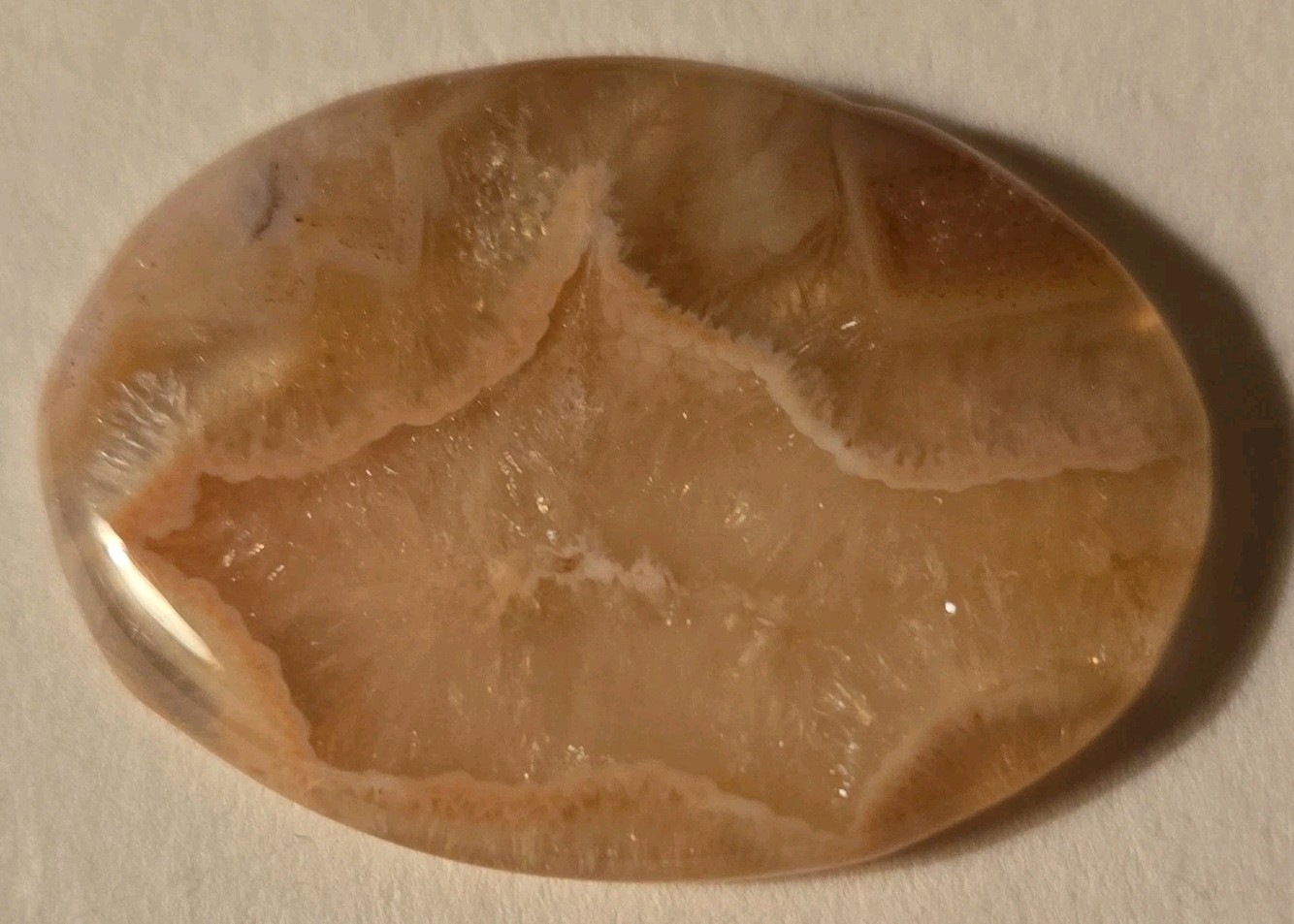 Natural Montana Agate Oval Cabochon, Polished Translucent Pink/Cream Stone.