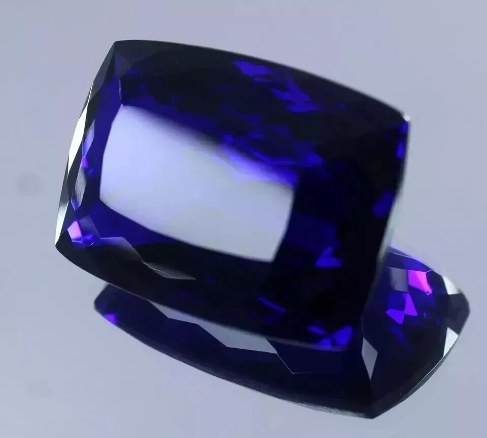 Natural Tanzania OF Tanzanite Cushion Deep Blue 50+Ct CERTIFIED Loose Gemstone