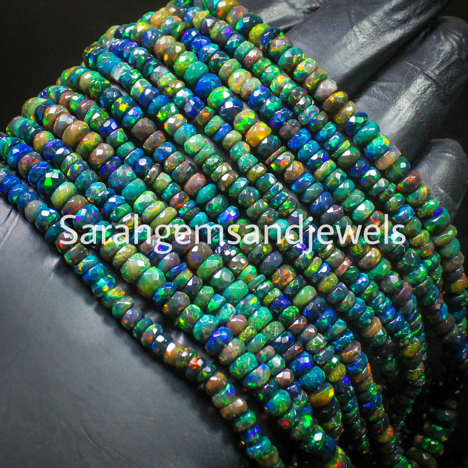 Natural Black Ethiopian Opal Beads Necklace 6 Inches To 24 Inches In AAA Quality