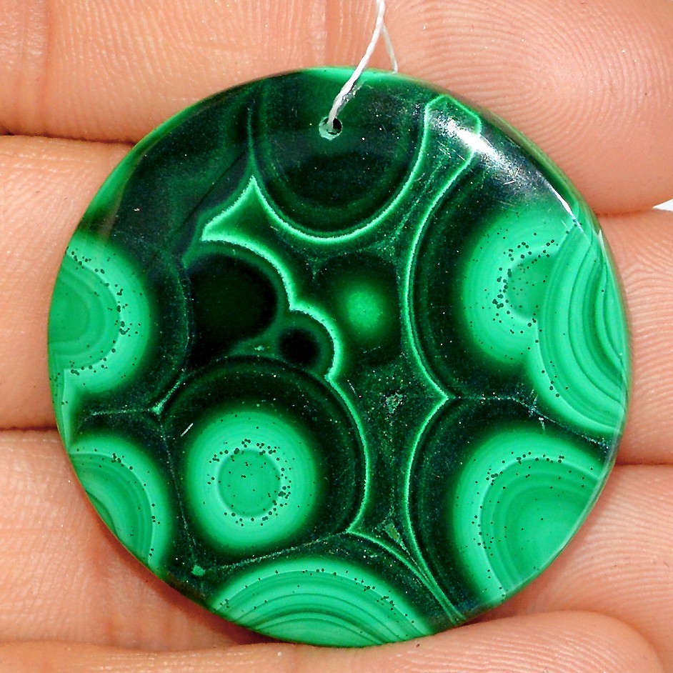 109 Cts Natural Malachite Cabochon Front Drill Loose Gemstone 36×36 mm #L287