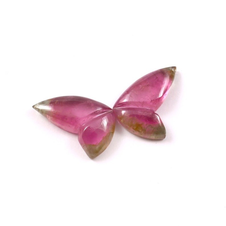 Loose Gemstone Natural Hand Carved Watermelon Tourmaline Butterfly Wings A382