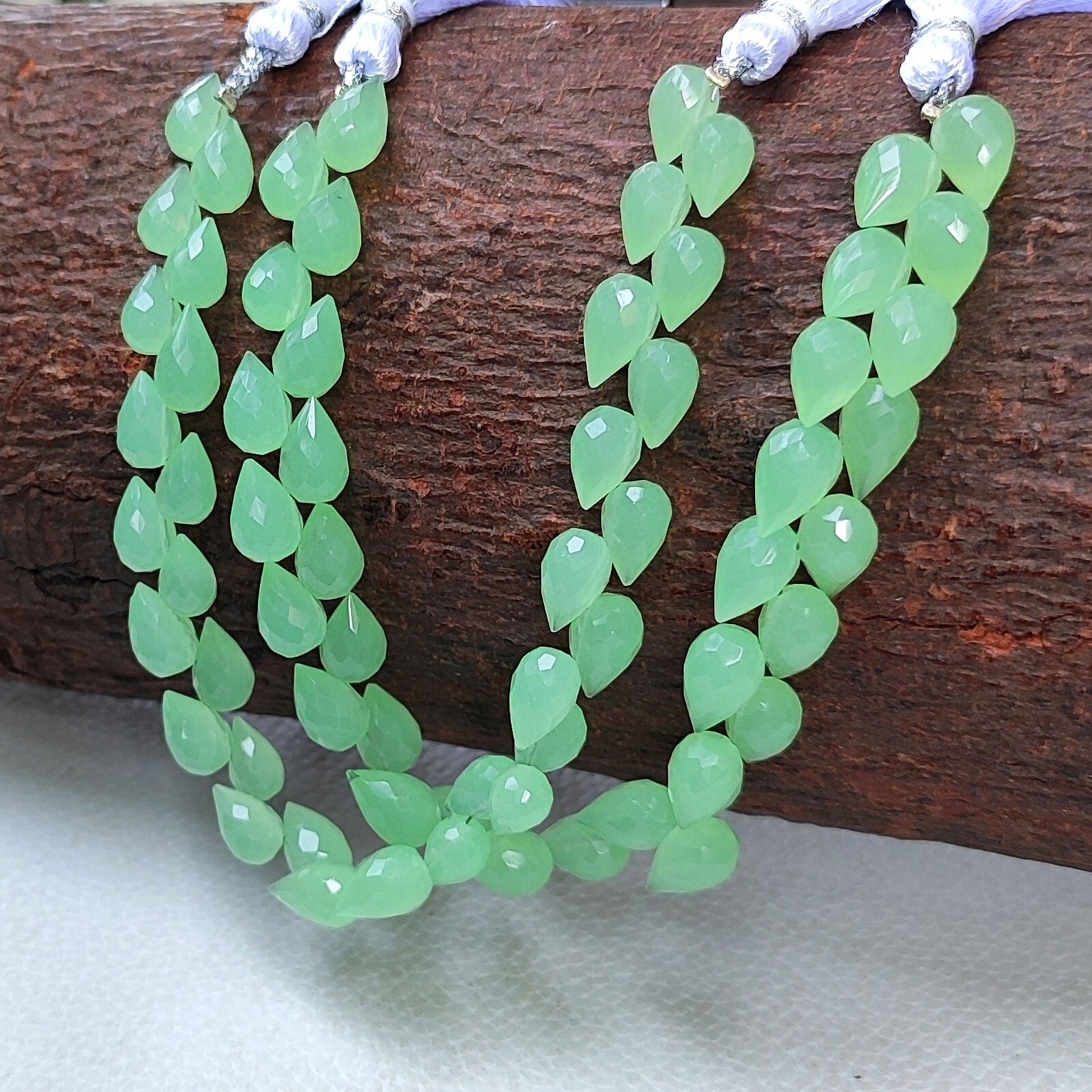 Natural Chalcodony Gemstone 9×6 to 10x7mm Size Faceted Flower Bud Beads 7″Strand
