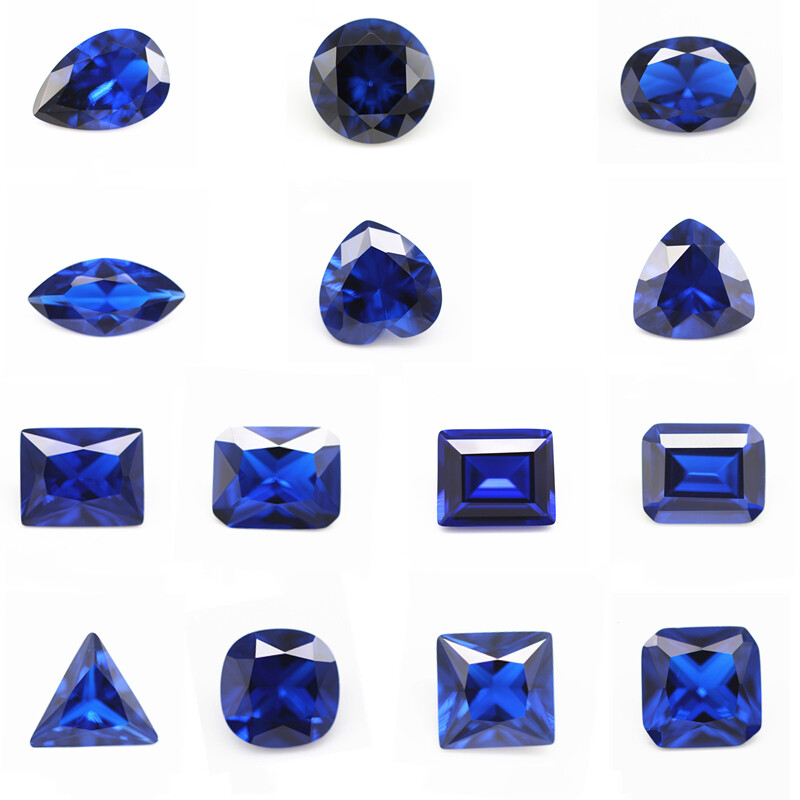 Cushion Blue Sapphire Lab Created Synthetic Gemstone Jewelry Stone 3mm to 10mm