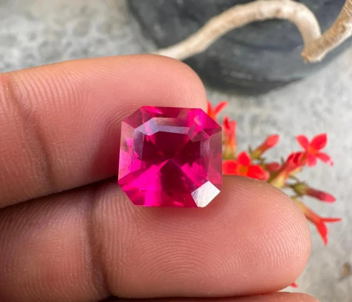 Natural Pink Ceylon 12.03 Ct Sapphire Loose Certified Asscher MR Gemstone M03 A+