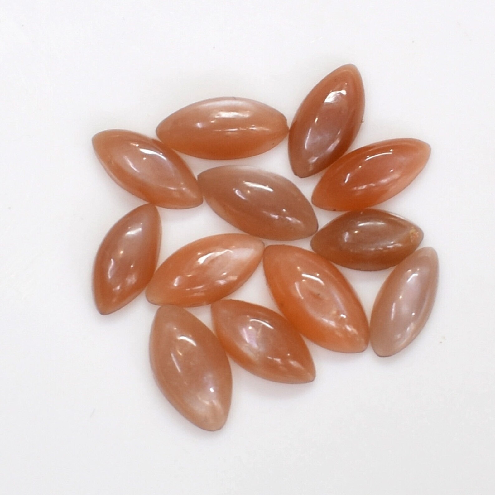 Natural Peach Moonstone Marquise Cabochon 5x10mm To 8x16mm Loose Gemstone