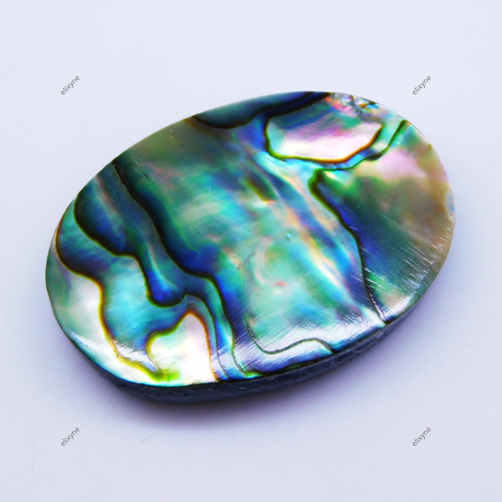 25.55 Ct Natural Mother of Pearl/Abalone Shell Oval Cab Certified Loose Gemstone