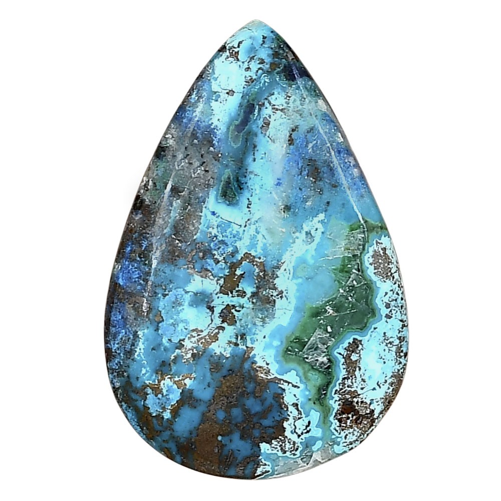 Natural Shattuckite 33.95×22.61×5.4 mm Pear Shape Polished Gemstone LS02533-39