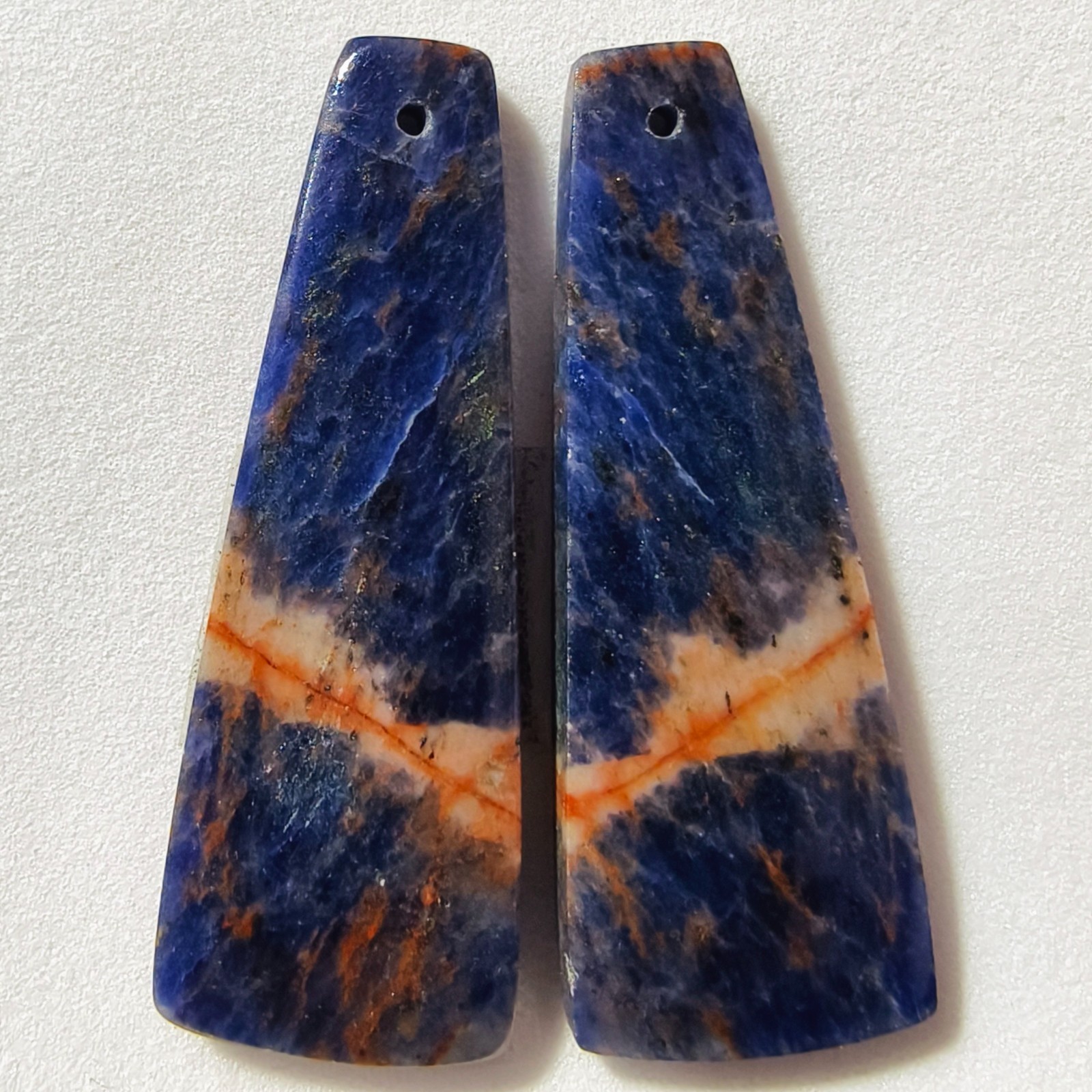 40 Cts Natural Sodalite Drilled Match Pair Cabochon Gemstone 39.4 X 14.1 MM