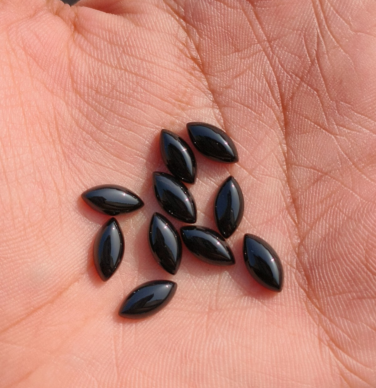 5x10mm. Natural Black Onyx Marquise Cabochon Gemstone for Ring, earring jewelry
