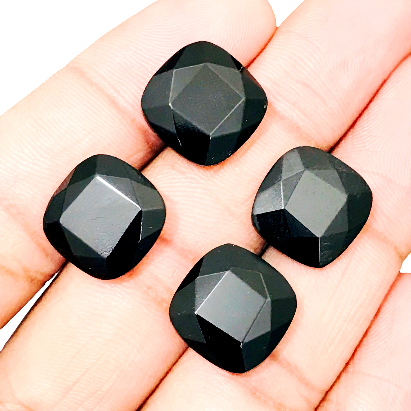 15 Pcs Faceted Black Onyx Hydro Quartz Loose Gemstone -6mm-25mm Approx