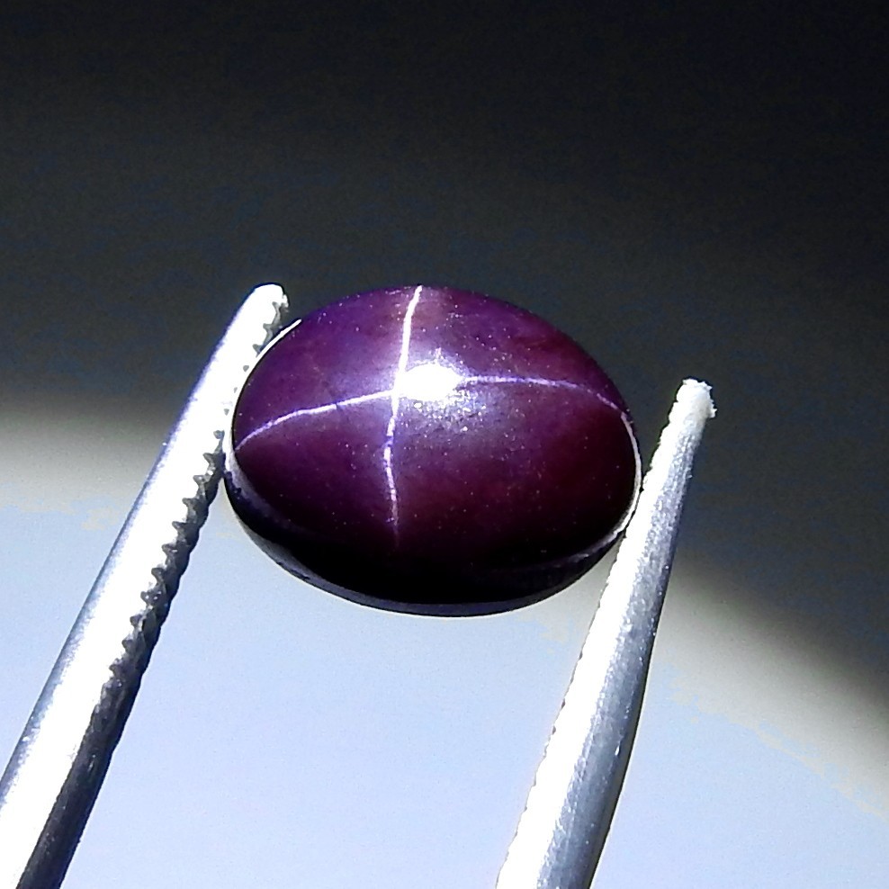 4.7ct Sharp Star Garnet Deep Purple Natural Earth Mined Unheated Oval Cabochon