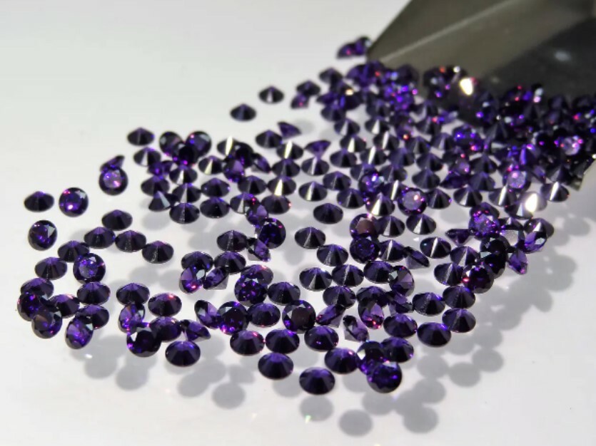 6mm Round February Birthstone Amethyst Simulated Loose Stone 2 pcs For Earring