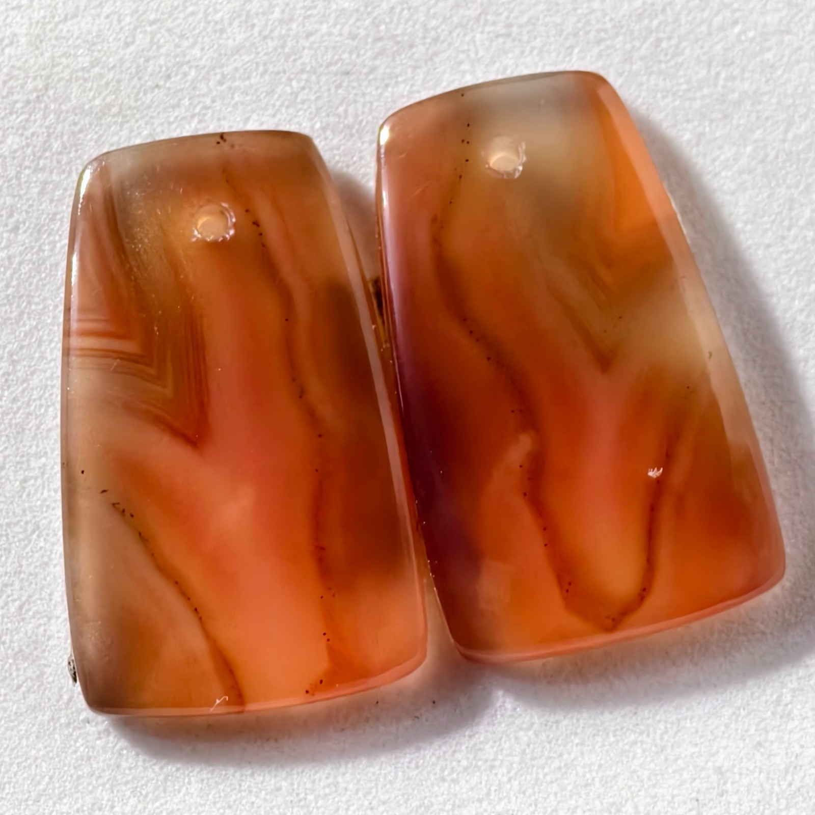 21 Cts Natural Botswana Agate Drilled Pair Cabochon Gemstone 22.1 X 13.4 MM