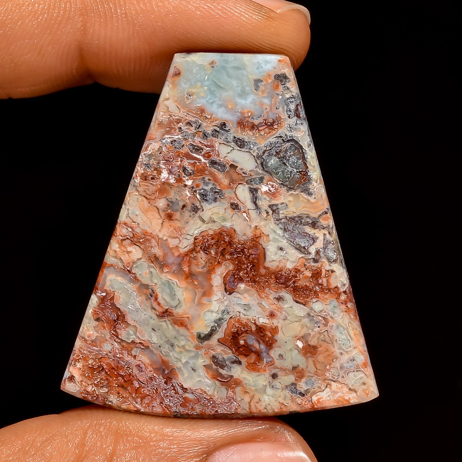 Natural Larimar Gemstone 39x34mm Fancy Trapezoid Shape Pendant Cabochon Stone