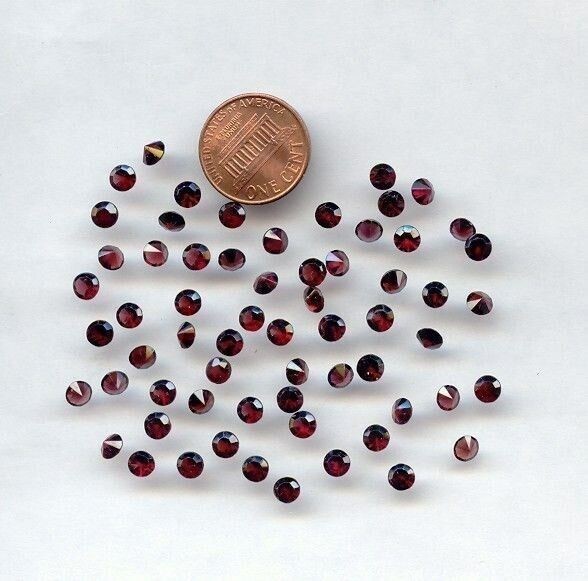6 PIECES VINTAGE ESTATE GENUINE GARNET FACETED ROUND 4mm GEMSTONE GEM JEWELS b40
