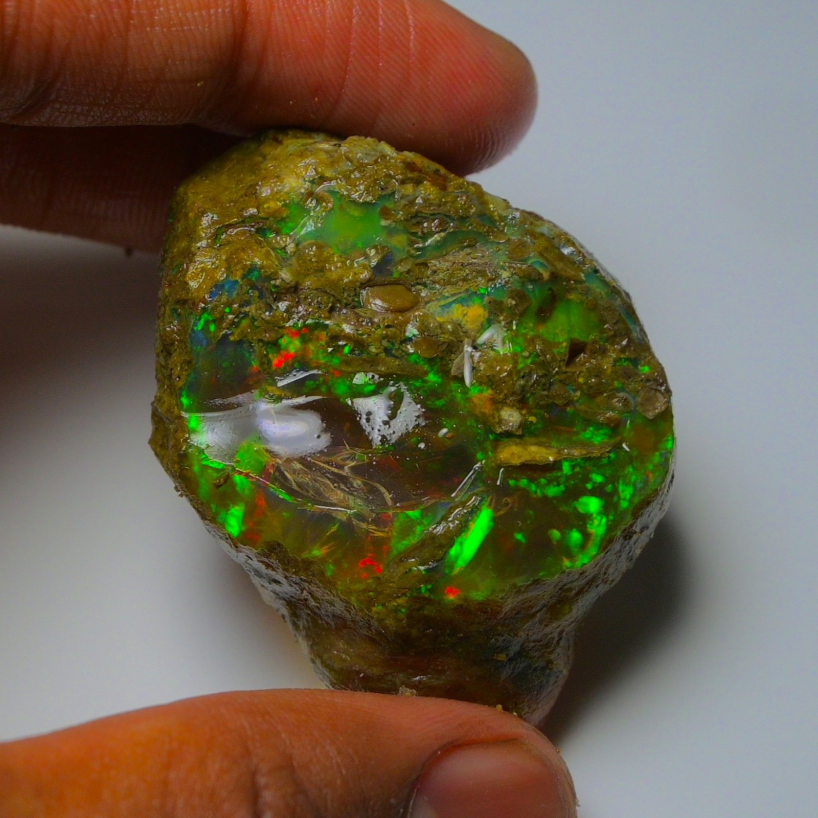 Ethiopian Oil Opal Specimen 119.90 cts Natural Rough Gemstone – Fire Opal Roug