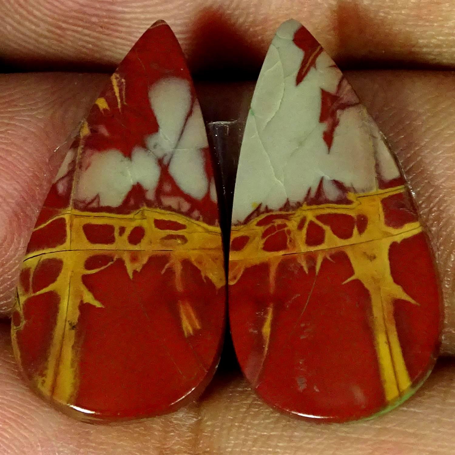 16.00Cts Ultra Natural Noreena Jasper Pair Pear Cabochon Gemstone 12X25X3MM