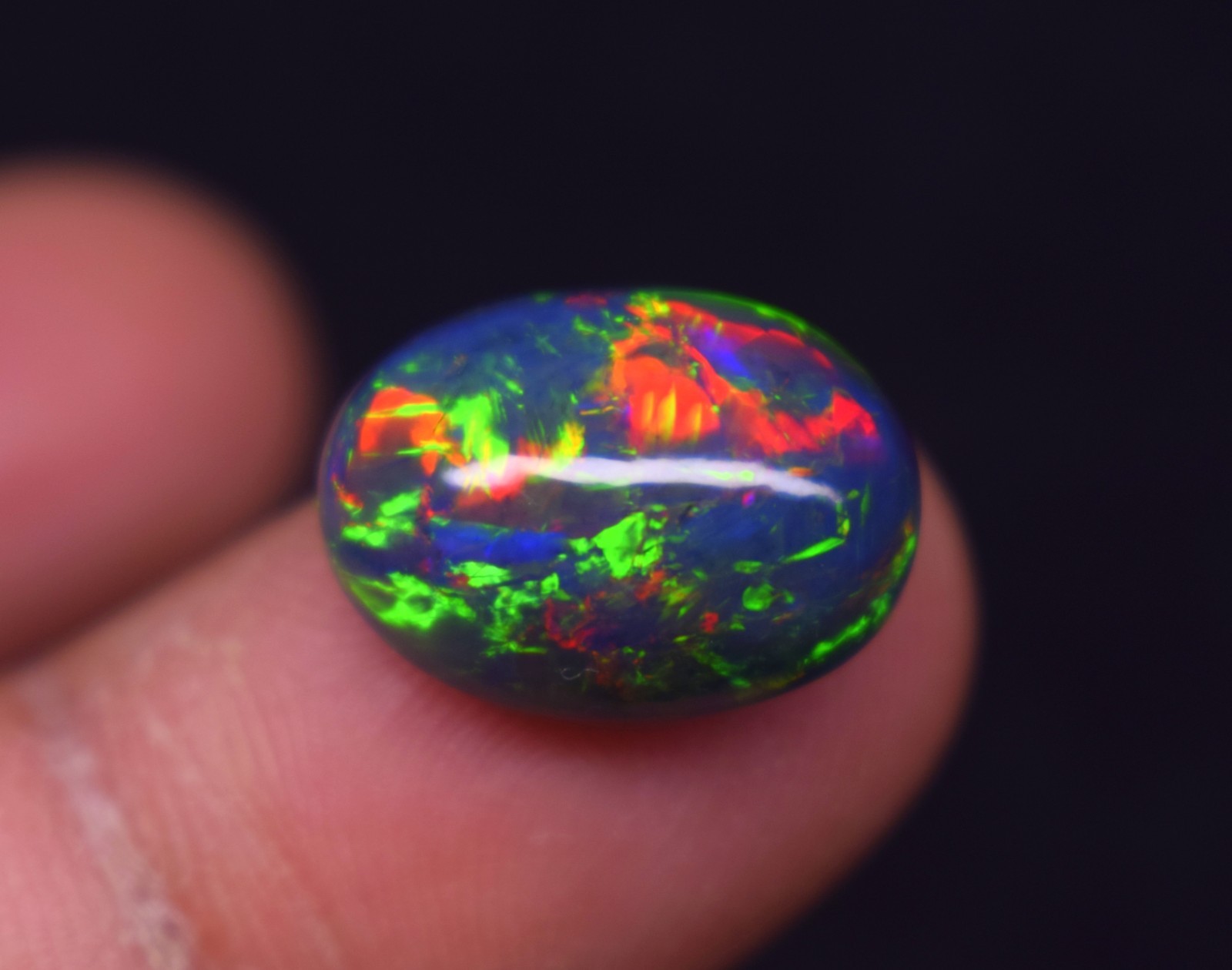 Vintage Black Opal Rainbow Fire, 19.10 Carat 22x21x9 MM, Black Large Natural Opa