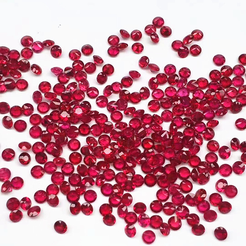 AAA Rated Ruby Round Synthetic Lab Created Faceted Loose Gemstone 3mm to 10mm