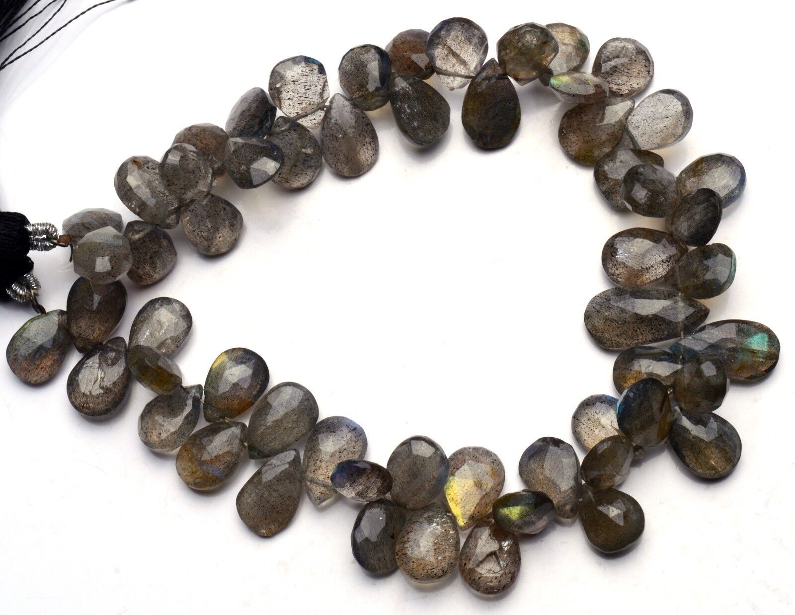 Natural Gem Blue Flash Labradorite 9x7MM Approx Faceted Pear Shape Briolettes 8″