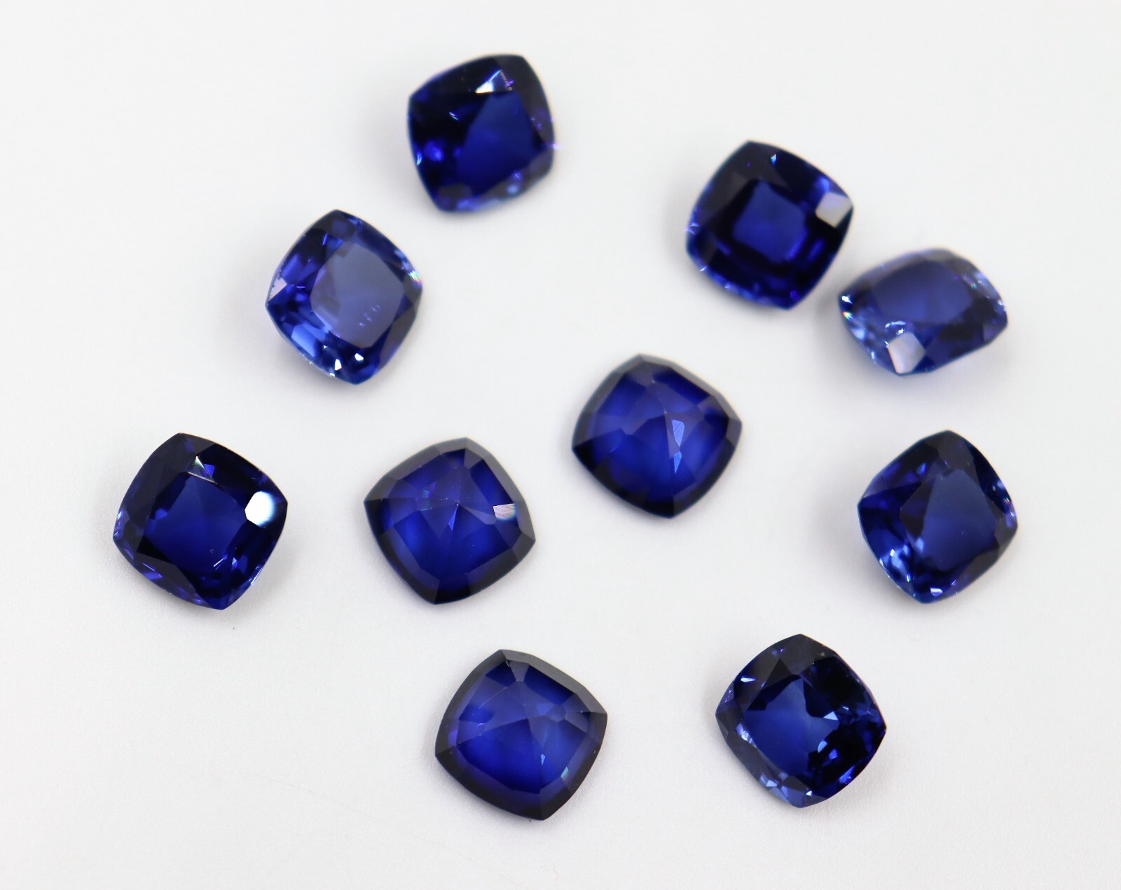 Cushion Blue Sapphire Lab Created Synthetic Gemstone Jewelry Stone 3mm to 10mm