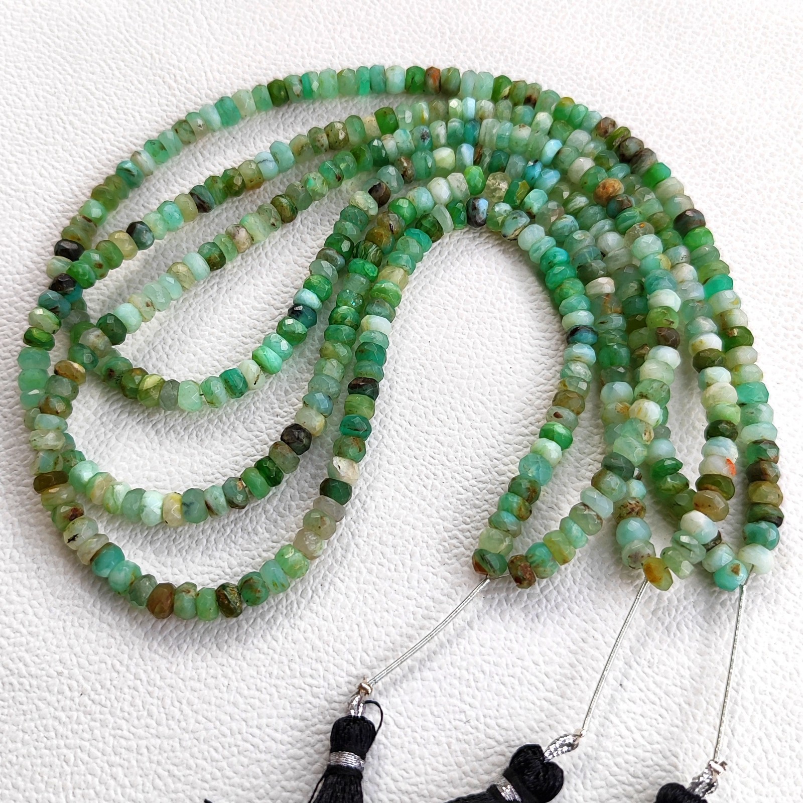 Peru Green Opal 5.5mm Faceted Rondelle Gemstone Beads 16″ Strand DIY Jewelry