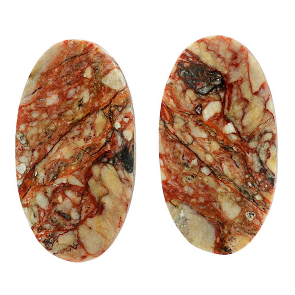 Natural Leopard Skin Jasper Pair 13.4×24.9×4 mm Oval Shape Gemstone LS30-07024