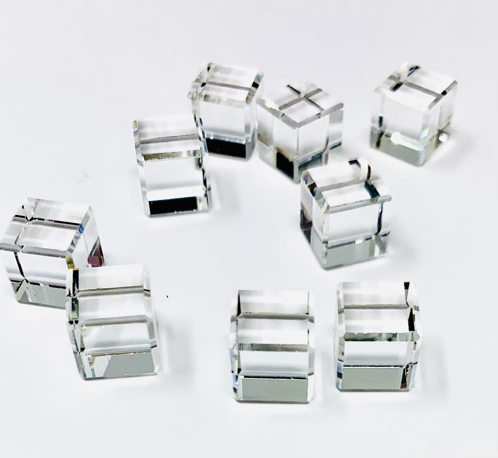 12pc Swarovski 4840 Crystal Clear 8mm Transparent Square Cubes Unfoiled