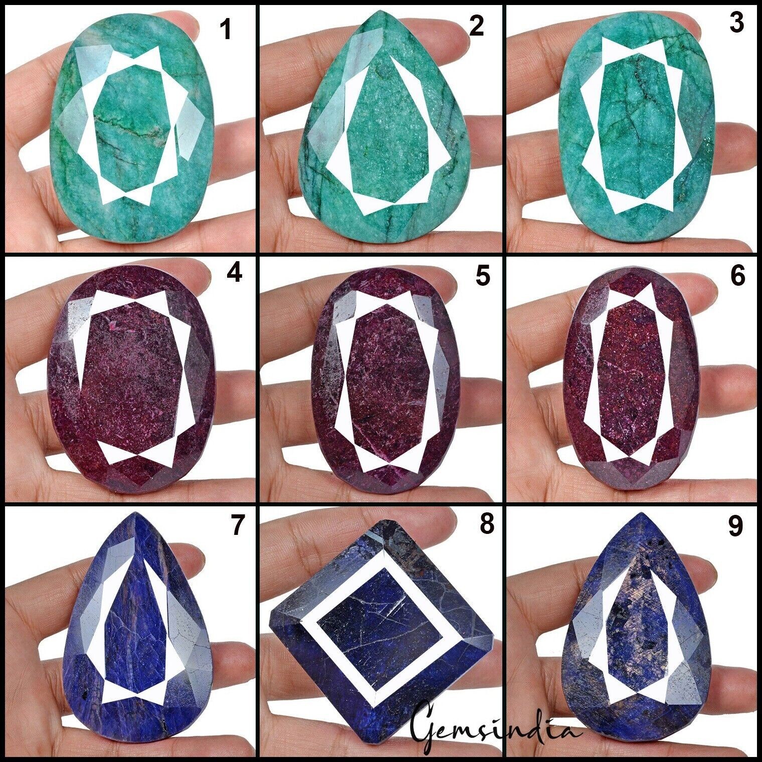 Certified 6900 Cts Natural Ruby Emerald Sapphire Mix Cut Museum Size Loose Gems