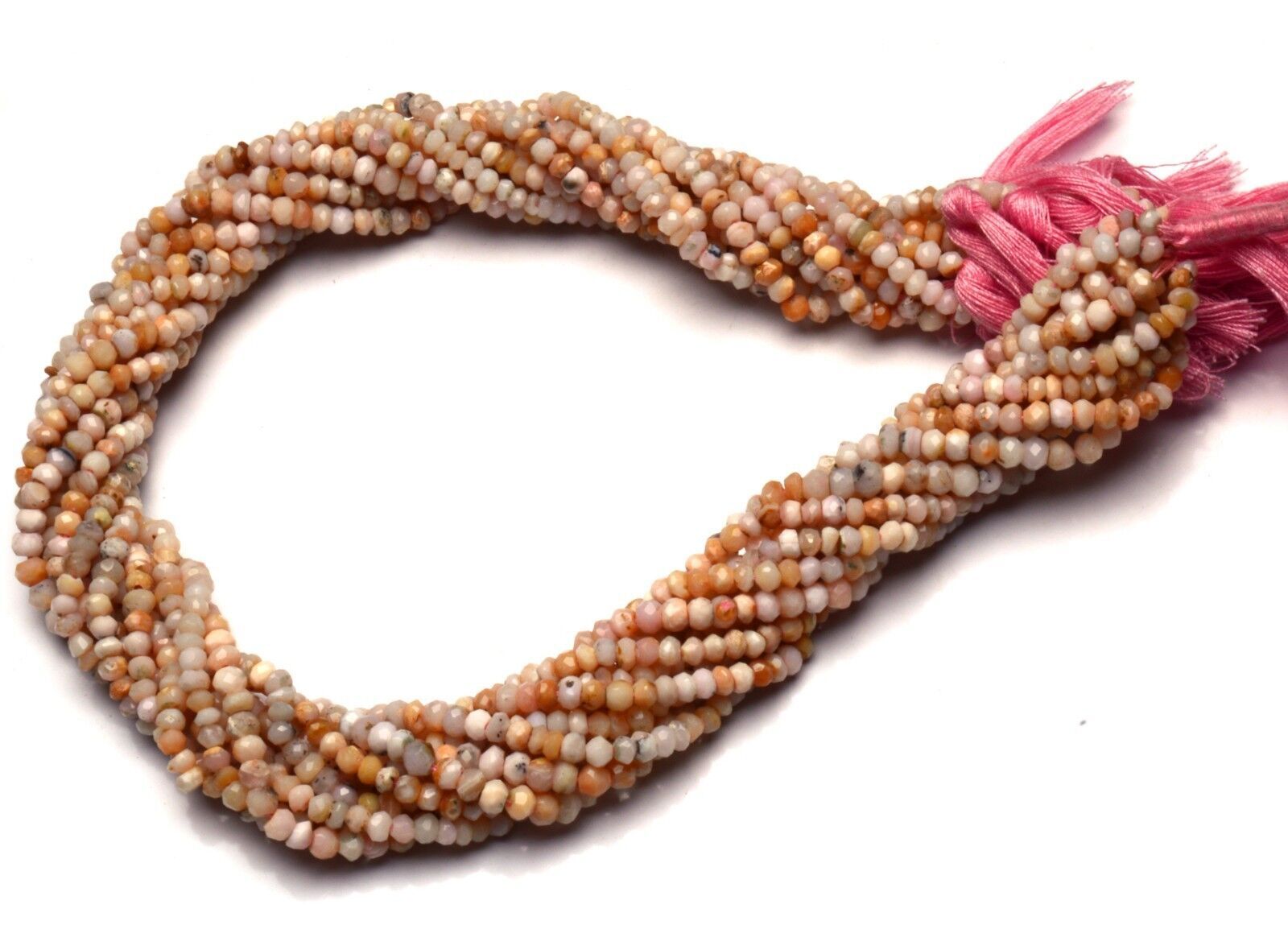 Natural Gem Peruvian Pink Opal Micro Faceted 4MM Approx Rondelle Beads 13″Strand